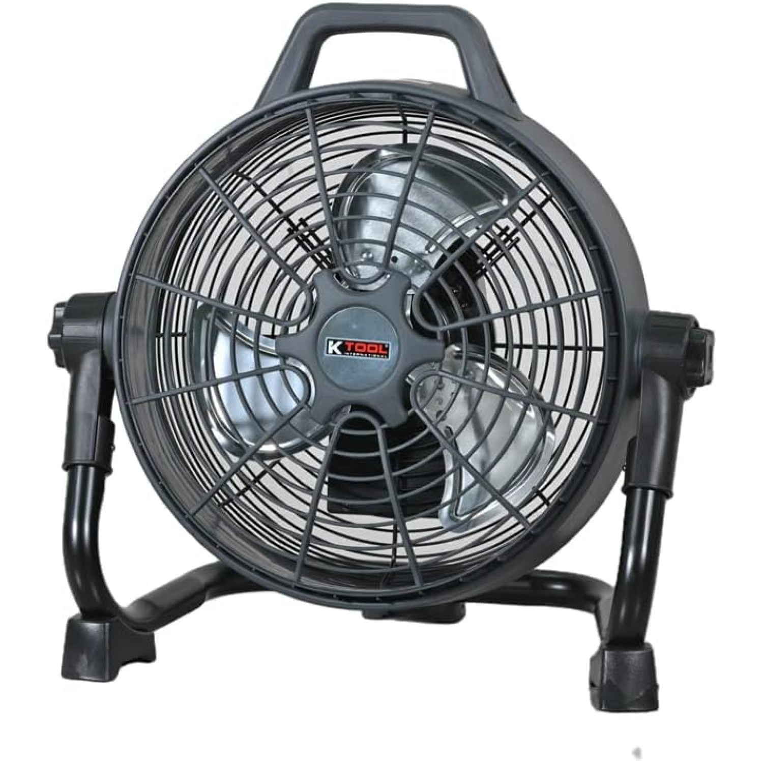 LDHF 77712 12 Inch Battery Operated Rechargeable High Velocity Floor Fan; 12V Variable Speed Brushless Motor, Adjustable Tilt Angle, Ideal Fan for Camping or During Power Outage, Black