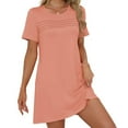 thumbnail image 5 of Summer Dresses for Women Plus Size, Woman Fashion Comfortable Summer Solid Color Short Sleeve Round-Neck Dress(Pink,S), 5 of 8