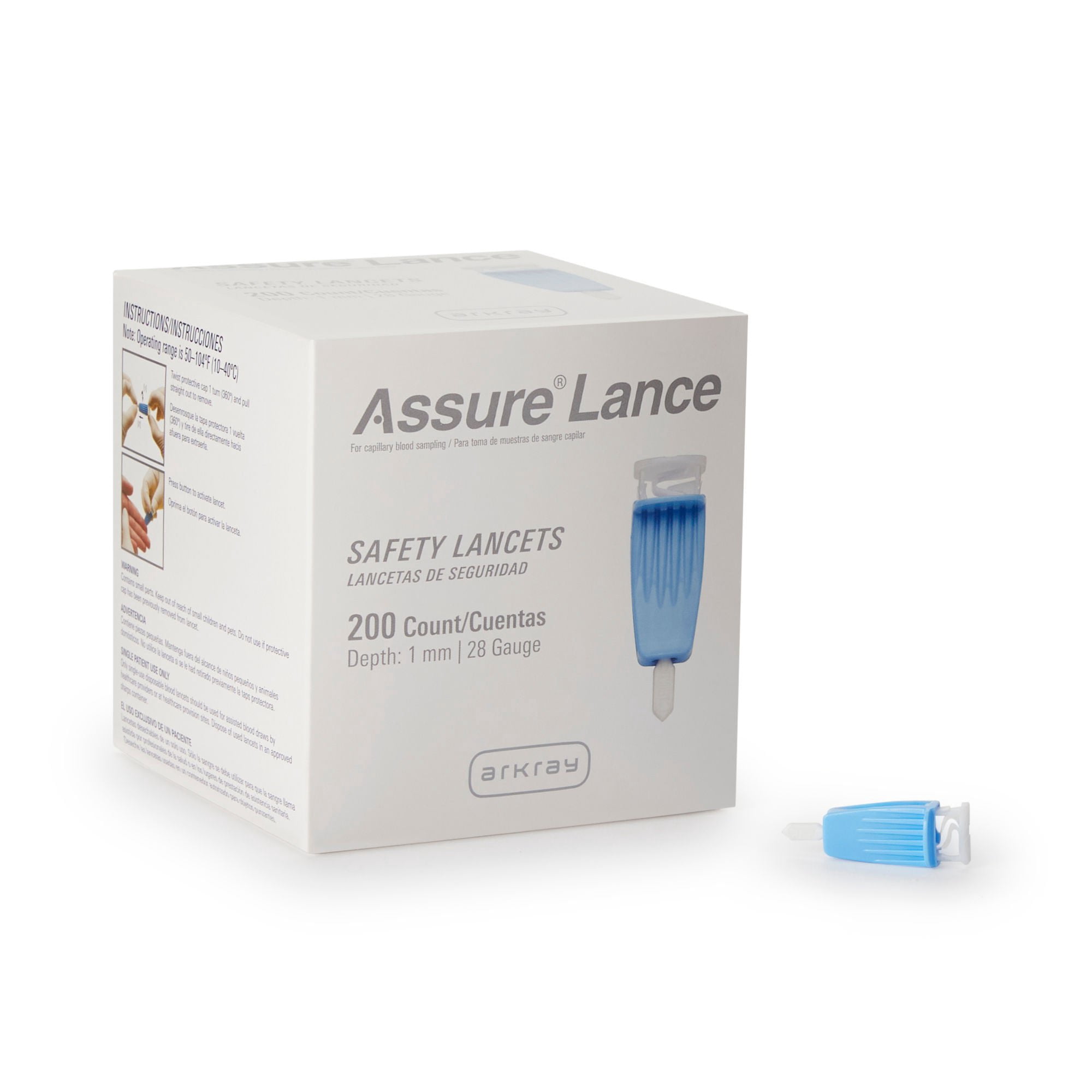 Assure Safety Lancet, Micro Flow Push Button - 28 Gauge, 1.0 mm, 200 Count, 1 Pack
