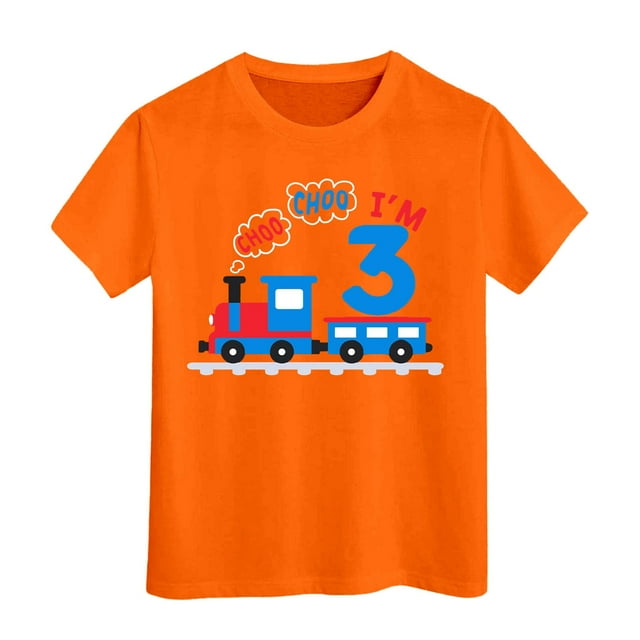 TAIAOJING T-Shirts Accrocheurs pour Garçon, Imprimé de Train de Dessin Animé, Manches Courtes, Col Rond, T-Shirts Stylés, Haut Décontracté pour Tout-Petits à Adolescents, Combinaison Durable, Tenue de Soleil