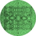 thumbnail image 1 of Ahgly Company Indoor Round Oriental Emerald Green Traditional Area Rugs, 5' Round, 1 of 4