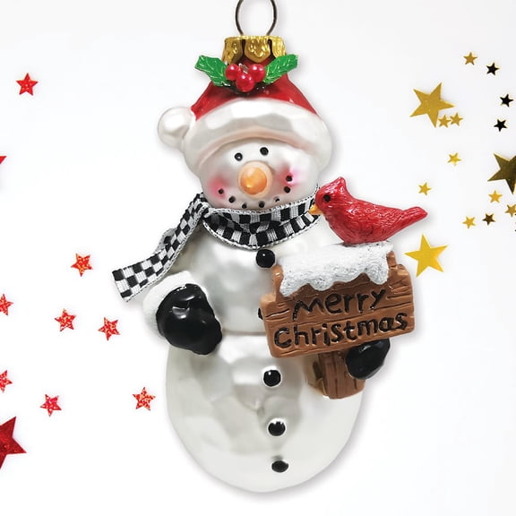 Frosty Neighborhood Snowman Glass Christmas Ornament, Delightful Holiday Decoration