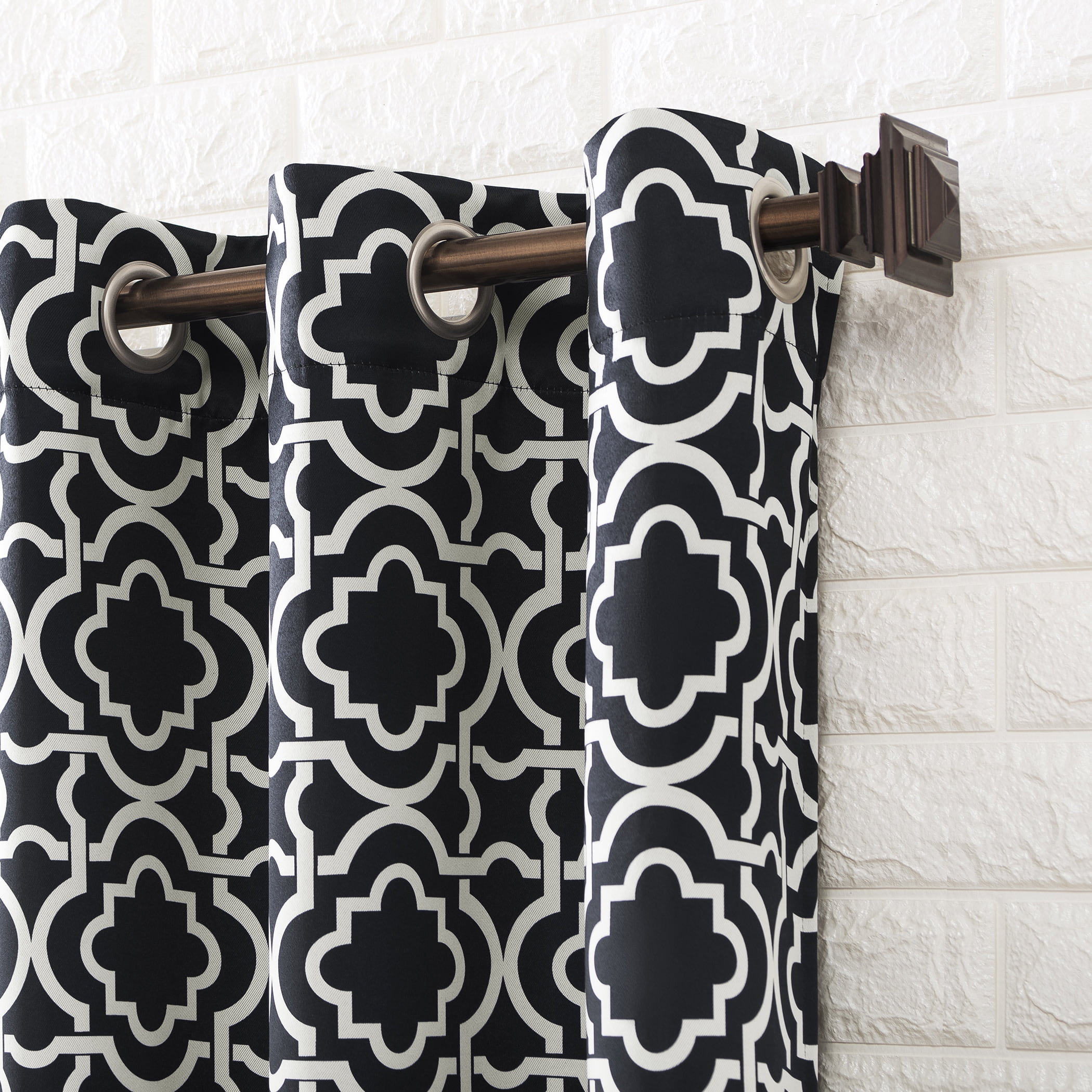 Sun Zero Barnett Trellis Blackout Grommet Curtain Panel, 40"X95", Black