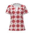 thumbnail image 3 of Naloa Plaid Heart Print T-Shirts Short Sleeve V Neck Tees for Women Fashion Tops Trendy Lightweight Soft Casual Summer Outfits Clothes, 3 of 5