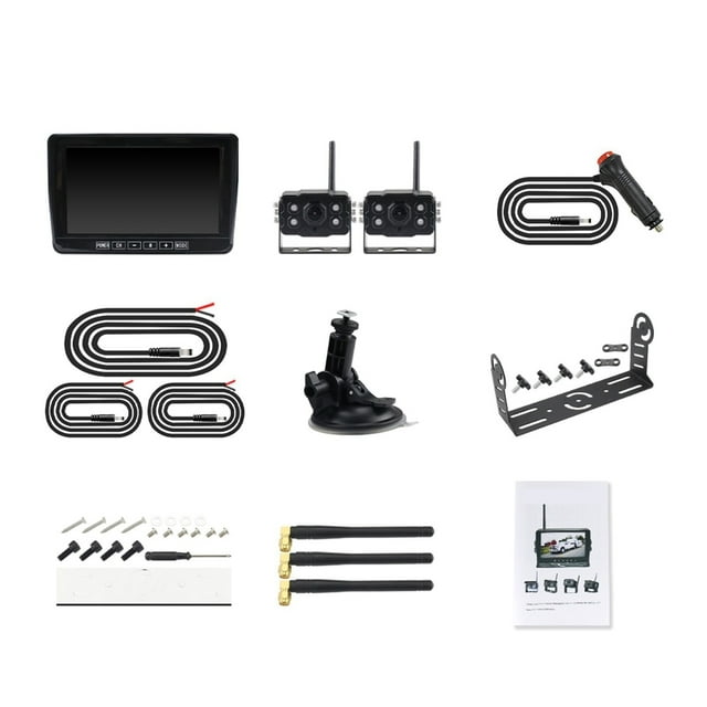 HD 7 Inch IPS HD Wireless 4 Channels Car DVR Monitor Vehicle Reverse Backup Recorder Wifi Camera For Bus Truck ,Clear Night Vision