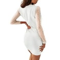 thumbnail image 3 of Gvmfive Women Deep V Neck Mesh Long Sleeve Bodycon Party Cocktail Midi Dress, 3 of 4