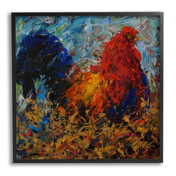 Stupell Industries Impressionist Rooster Modern Portrait Painting Black Framed Art Print Wall Art, Design by Joseph Marshal Foster