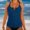 Dark Blue, variant on Womens Swim Tops Solid Color Swimwear Tankini Set Bikini Top Sleeveless Beach Pool Tank Tops Cute Beach Wear Dark Blue L