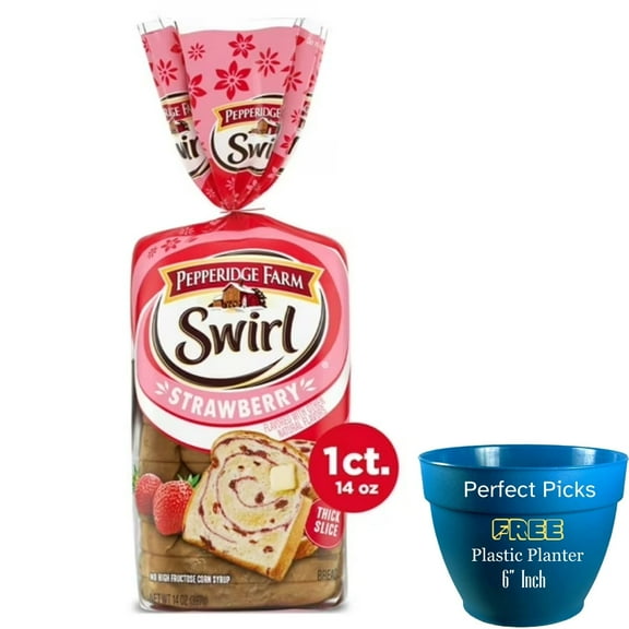 Pepperidge Farm Swirl Strawberry Breakfast Bread, 14 oz Loaf, Includes 1 Plastic Planter