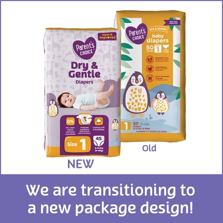 Parent's Choice Dry & Gentle Diapers Size 1, 162 Count
