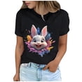 thumbnail image 2 of Tops de Cuello Alto para las Mujeres Amante Impreso Camiseta Cuello Redondo Manga Corta, Poliéster Spandex, 2 of 7