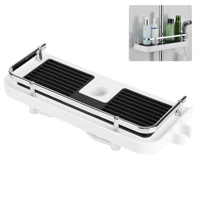 ziyahi Étagère de Salle de Bain Réglable Support de Rangement Tringle de Douche Organisateur de Drainage de Shampooing Gel