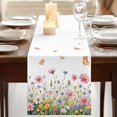thumbnail image 3 of Table Runners 72 Inches Long Dress Scarves, Wild Flowers Farmhouse Kitchen Table Runner, Coffee Tablerunners, Spring Butterfly Watercolor Country Floral 16x72 Inch, 3 of 9