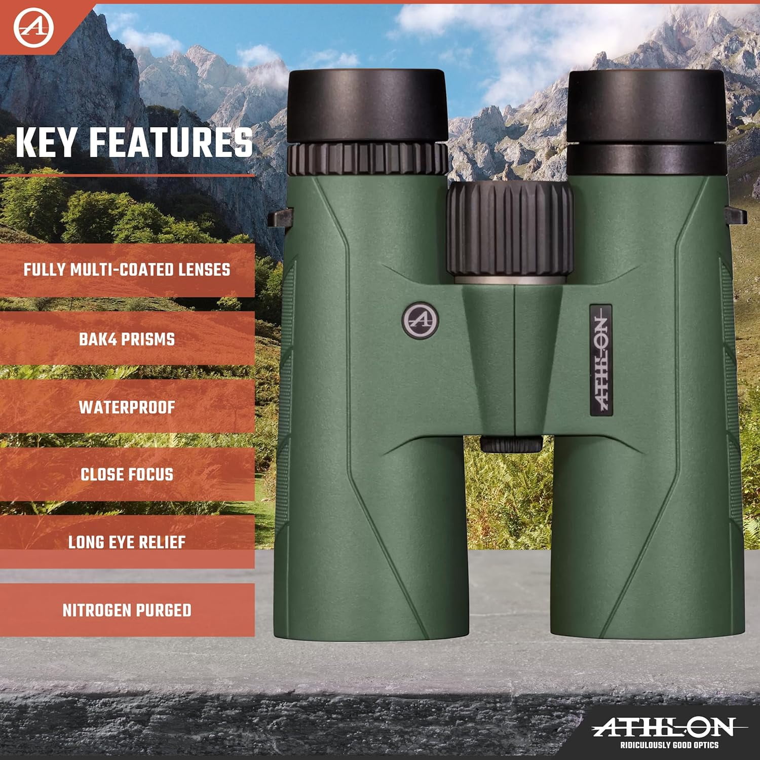 Athlon Forerunner 10x42 HD Binoculars w/Harness