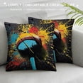 thumbnail image 3 of Creowell Ball and Bat are Painte Blue and Yellow，Printed Throw Pillow Square Decorative Pillow for Sofa, Chair, Daybed，Blue and Yellow, 3 of 5