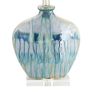 Possini Euro Design Coastal Table Lamps 25 High Set of 2 Ceramic Blue Drip Off White Shade for Living Room Family Bedroom Home (Colors may vary)