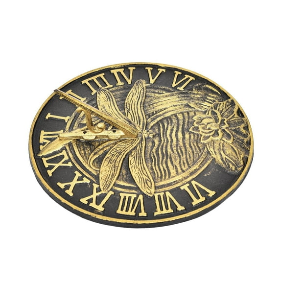 Sungmor Dragonfly Sundial Cast Iron Vintage Outdoor Decorative Sun Dial Clock, 1 Count, 10" Dia