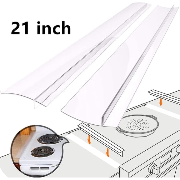 21 inch Silicone Stove Gap Covers, Heat Resistant Oven Gap Filler Seals Gaps, Flexible Kitchen Stove Gap Covers, Gap Fillers Between Counter and Stovetop, Oven, Dryer, Easy to Wipe(Clear, 2 Pack)