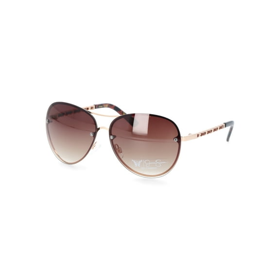 Jessica Simpson Women's Metal Backframe Aviator Sunglasses, Gold-Tone/Tortoiseshell-Tone