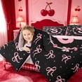thumbnail image 3 of meiyoeat Coquette Bowknot Monogram S Full Size Comforter Sets,Pink Initial Design Bedding Comforter Set For Girl,Pink Reversible,3-Piece,1 Comforter and 2 Pillowcases, 3 of 7