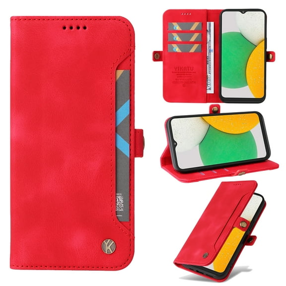 Nalacover For Samsung S23 Wallet case 【RFID Blocking】【Slide Pocket Slot】,Credit Card Holder Flip Folio Book PU Leather Protective Cover Women Men For Galaxy S23, red