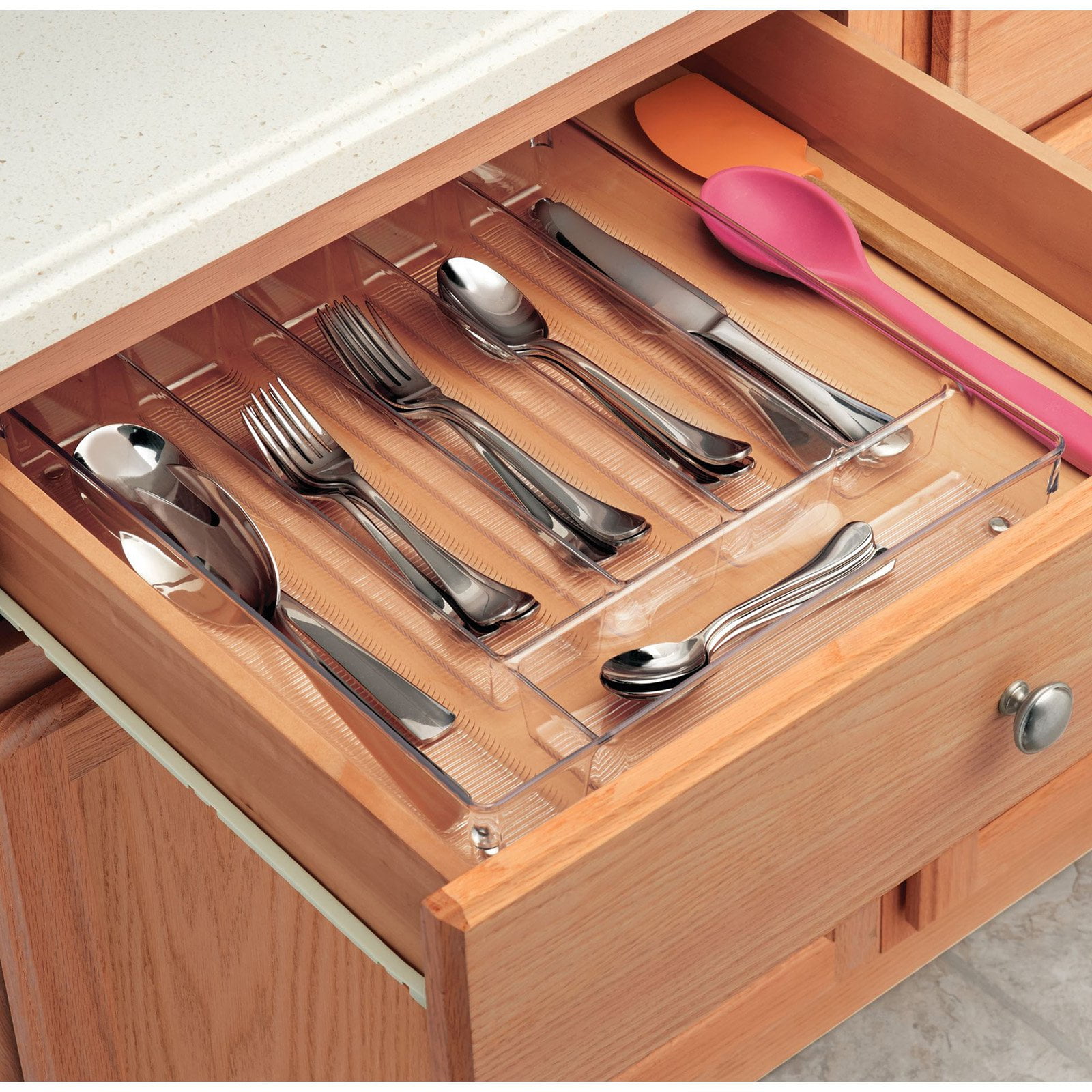 InterDesign Linus 2 in. H x 13.5 in. W x 13.8 in. D Plastic Cutlery Tray