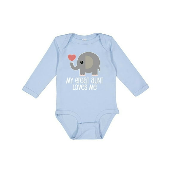 Inktastic Great Aunt Loves Me Elephant Boys or Girls Long Sleeve Baby Bodysuit