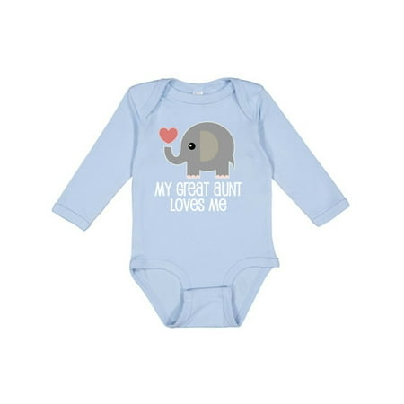 

Inktastic Great Aunt Loves Me Elephant Gift Baby Boy or Baby Girl Long Sleeve Bodysuit