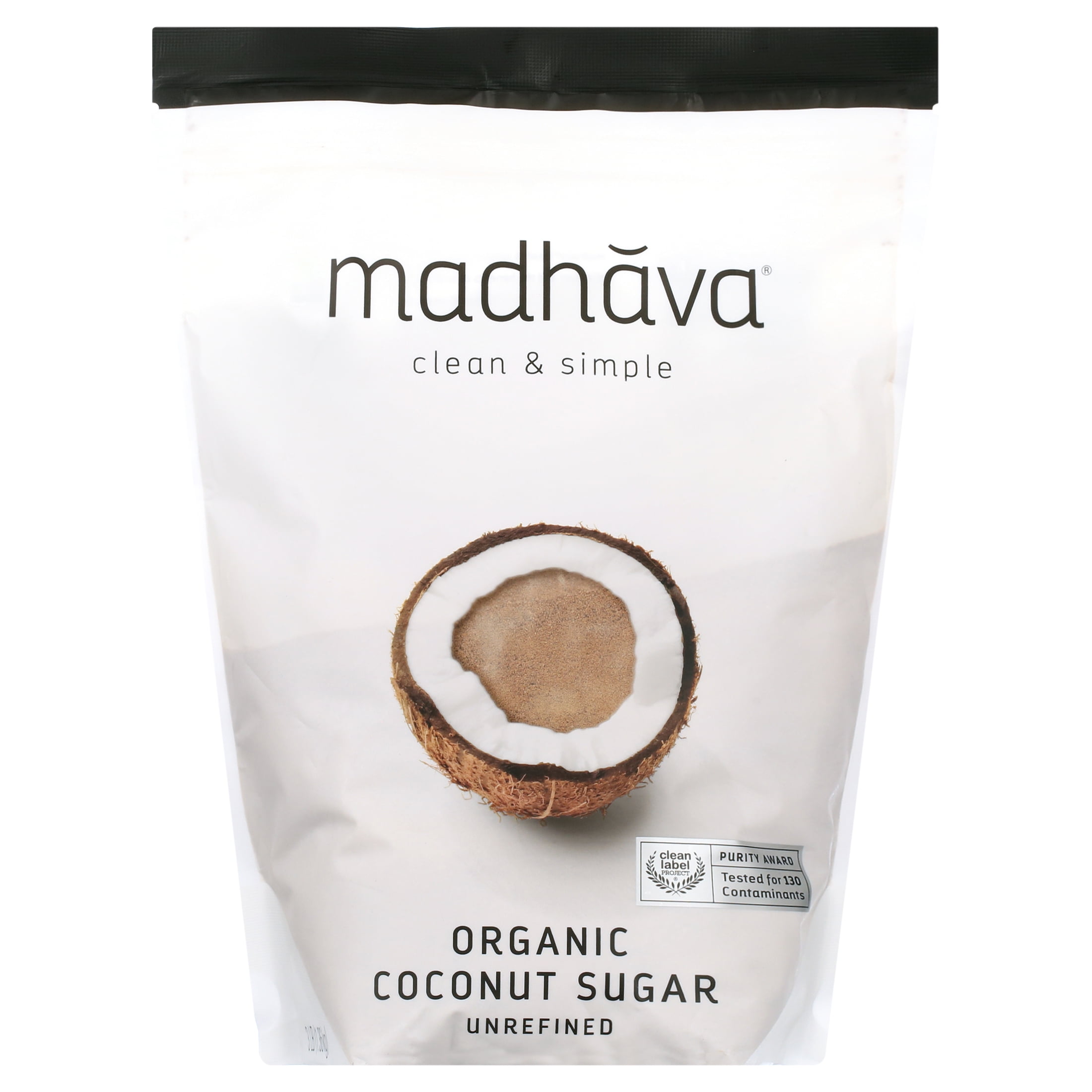 (4 pack) Madhava Organic Unrefined Coconut Sugar, Shelf-Stable, 3 lb Bag