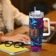 thumbnail image 6 of Lsque Sml Jeffy Pattern 40 OZ Ice Bully Cup with Handle and Straw, Double Wall Stainless Steel Tumbler Travel Coffee Cup with Lid for Christmas Present, 6 of 8