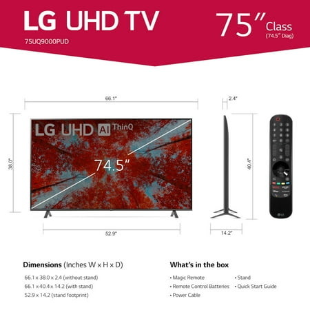 LG 75" Class 4K UHD 2160P WebOS Smart TV with HDR UQ9000 Series 75UQ9000PUD