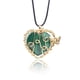 thumbnail image 1 of Zhuge Colgante de collar, hecho a mano, con un colgante de mariposa con forma de árbol de la vida envuelto en seda. Collar de piedra de cristal natural en forma de corazón (verde oscuro), 1 of 5