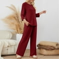 thumbnail image 6 of Wutalume Women's Cozy Home Wear 2-Piece Pajama Set, Comfortable Top and Relaxed Fit Pants, Soft Loungewear Outfit,Wine L, 6 of 6