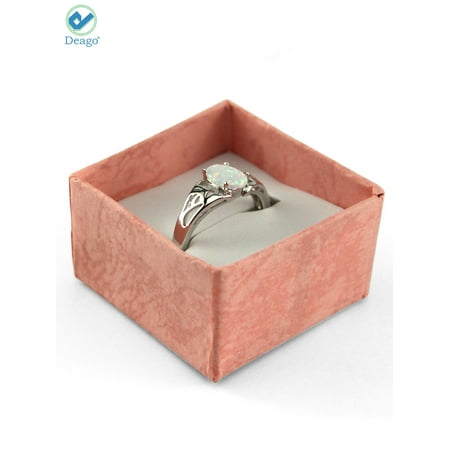 Deago Oval White Fire Opal Ring 925 Sterling Silver Gemstone Jewelry For Women (Size