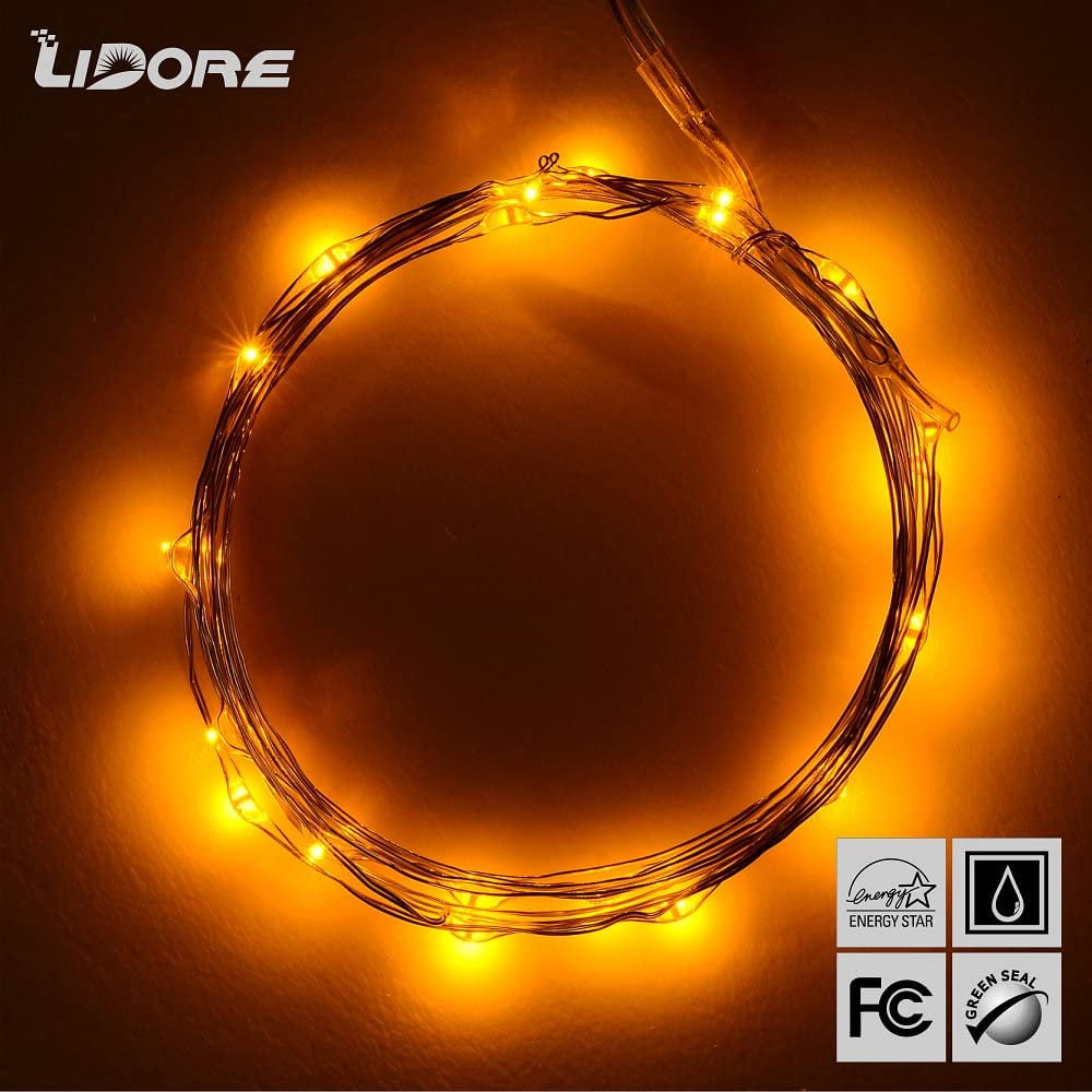 LIDORE Micro LED 20 Orange String Lights with Timer Battery Ope.. Free Shipping 