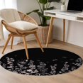 thumbnail image 4 of Black Floral Round Area Rug 3Ft Washable Small Circle Rugs for Kitchen Entryway, Elegant Pastoral Flowers Farmhouse Non-Slip Carpet Floor Mats Indoor Outdoor Carpet Runner Aesthetic Home Decor, 4 of 8