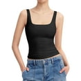 thumbnail image 2 of Womens Tank Tops Scoop Neck Sleeveless Ribbed Knit Basic Blouses Solid Color Y2K Camisole Shirts XL, 2 of 9