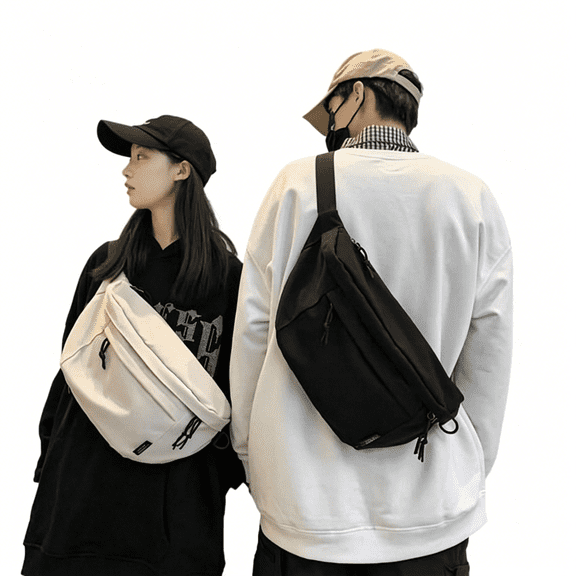 AOMRCOL Gym Waist Bag Multifunctional Waterproof Oversized Fanny Pack Chest Bag Cycling Large Belt Bag for Sports Men Women White Black