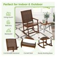 thumbnail image 5 of Wood Rocking Chair, Patio Rocker with PU Seat - Rubber Wood Frame, Indoor/Outdoor Relaxation, 5 of 8