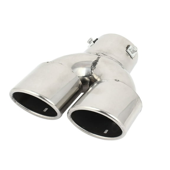 Unique Bargains Car Stainless Steel 60mm Double Oval Outlet Exhaust Muffler Tail Pipe Tip
