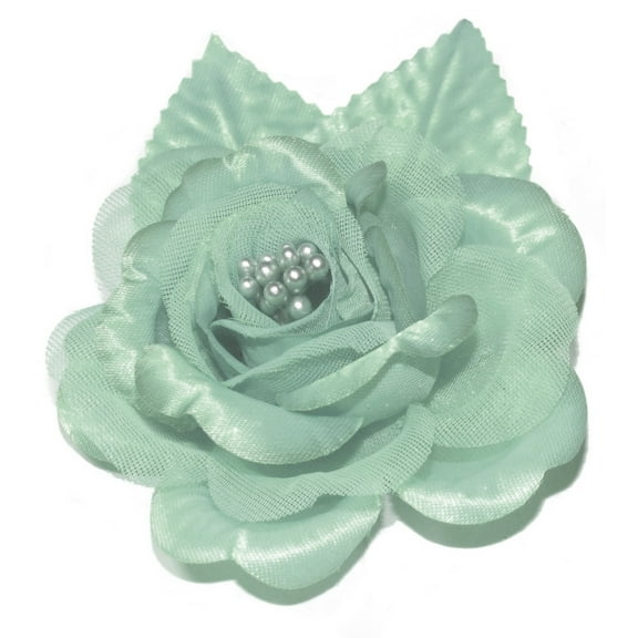 12 Silk Roses Wedding Favor Flower Corsage -  Light Green