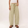 thumbnail image 4 of Abomasnow Women's Plus Size Palazzo Pants Elastic High Waist Drawstring Wide Leg Pants Casual Lightweight Beach Vacation Trousers with Pockets, 4 of 6