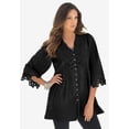 thumbnail image 2 of Roaman's Women's Plus Size Juliet Lace Trim Button-Down Shirt, 2 of 5