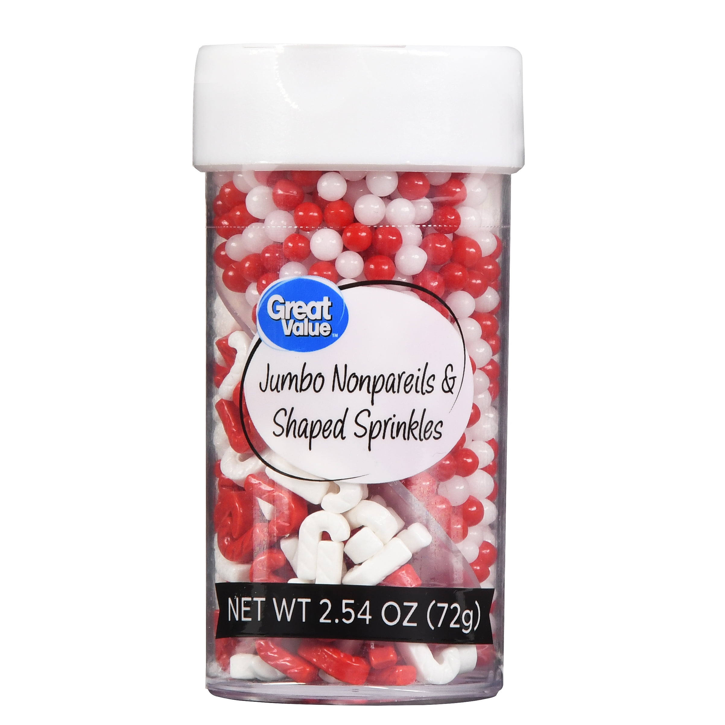 Great Value Jumbo Nonpareils & Shaped Sprinkles, Candy Canes, 2.54 oz