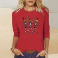 thumbnail image 2 of successthop Womens Halloween Shirts Plus Size Pumpkin 3/4 Sleeve Tee Skeleton Tops Holiday Fall Vacation Clothes Red, 2 of 4