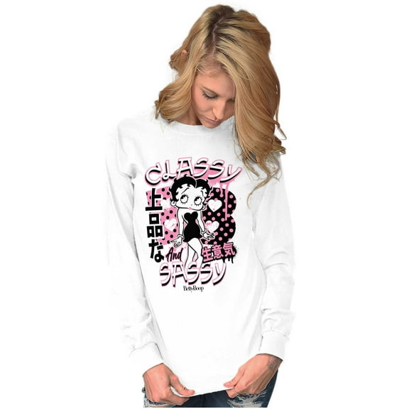 Kanji Betty Boop Classy and Sassy Women's Long Sleeve T Shirt Brisco Brands S