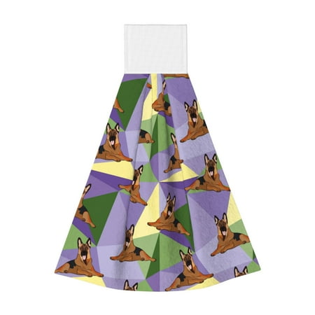 

Adobk German Shepherd Dog Print Coral Velvet Hand Wipes Fashion Hanging Kitchen Towel for Bathroom Washcloth Absorbent Tie Towel