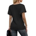 thumbnail image 3 of Beecarchil Women Casual Ruffle Short Sleeve Tops Summer Crew Neck Eyelet Shirts Flowy Dressy Tunic Blouses Black XL, 3 of 4