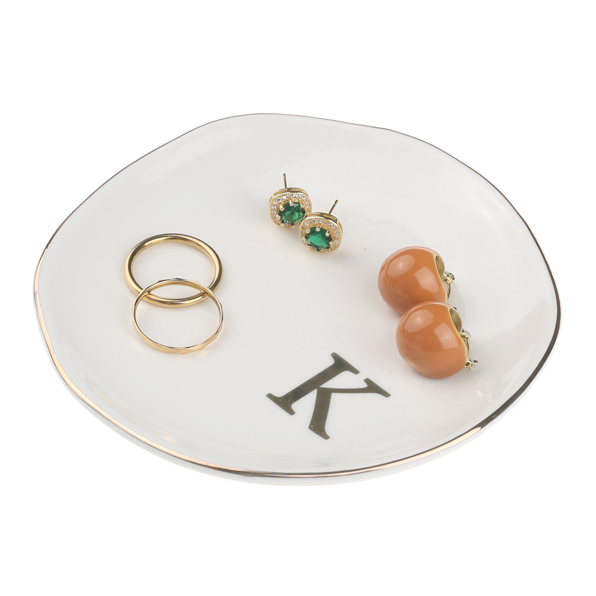 Unique Bargains Ceramic Jewelry Tray Decorative Trinket Dish Gifts Jewelry Boxes White-K