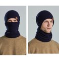 thumbnail image 3 of Resicozy Winter Beanie Hat Scarf Set for Men Fleece Lined Warm Ski Soft Adjustable Neck Gaiter Thick Knit Versatile Winter Wear Navy, 3 of 4
